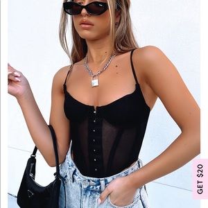 white fox boutique fishnet corset bustier